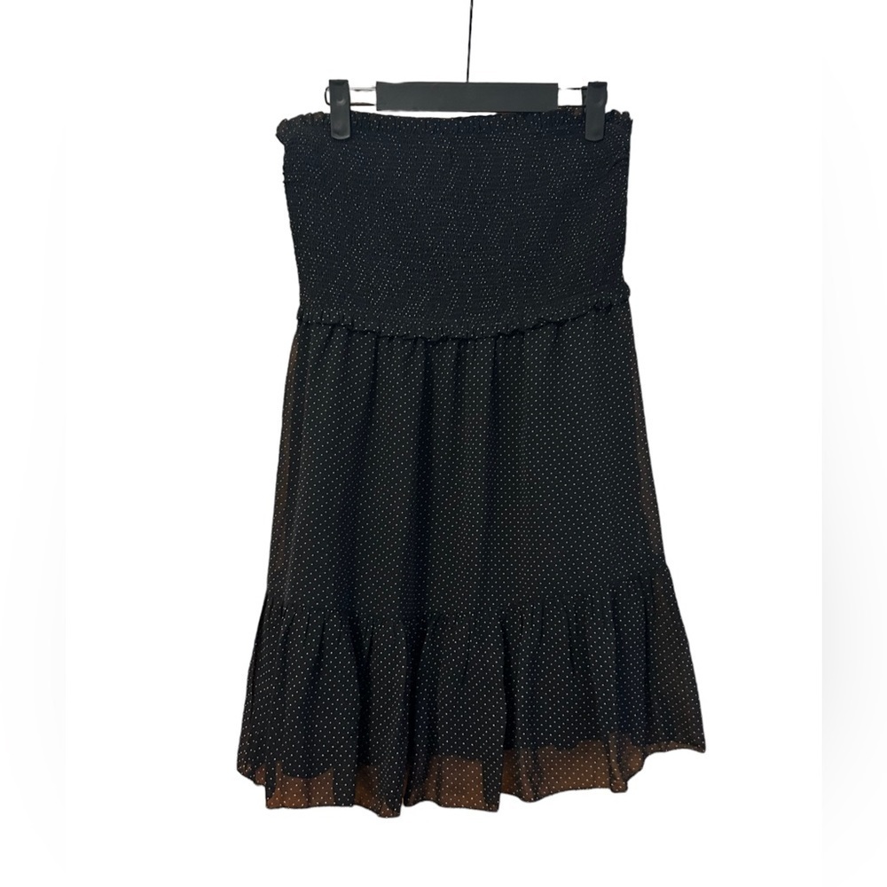 RDI POLKA DOT STRAPLESS SMOCKED DRESS
